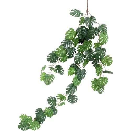 1pc Simulation Rattan Artificial Small Monstera Leaves Artificial Wall Hanging Vine Leaf Garland Plants Decoration Home Decor Ac