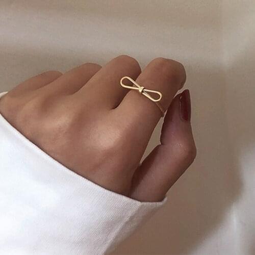 Bowknot Rings adjustable Ring Fashion Butterfly Opening Ring Simple Temperament Versatile Ring Female Banquet Jewelry