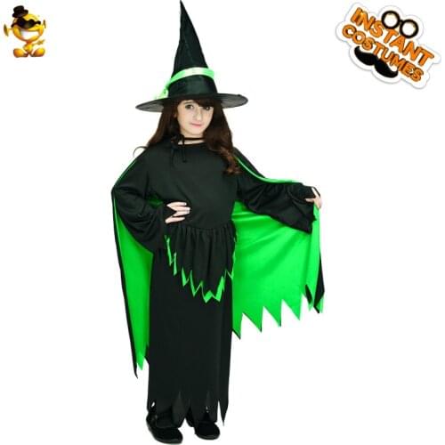Witch Dress Costume for Girls Purim Party Fancy Dress Halloween Cosplay Witch Costume Children Kids Clothes