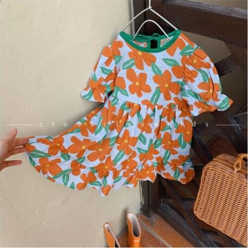 Summer New Toddler Girls Dresses Fashion Floral Print Ruffles Cute Dress For Girl 2-7 Y Baby Summer Princess Dress Child Clothes