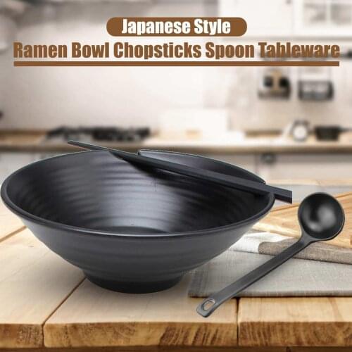 Best 950ML Japanese Ramen Bowls and Chopsticks Household Kitchen Imitation Porcelain Plastic Noodle Soup Utensils Tools