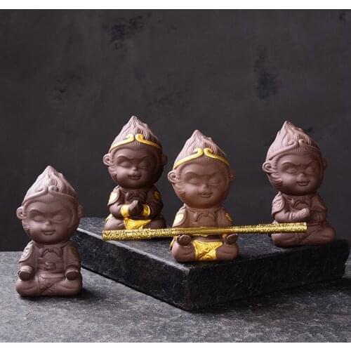 Small Tea Pets Boutique Tea Table Decoration Chinese Purple Clay Kung Tea Set Monkey King Tea Pet for Home Tea Tray Decoration