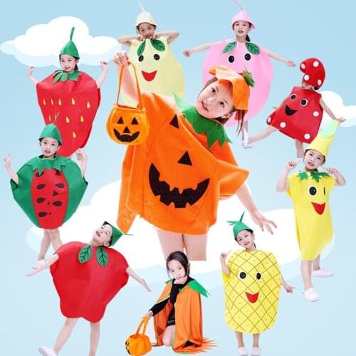 Cute Cartoon Halloween Party Home School Decoration Props Fruit Clothes Pumpkin Children Performance Costume