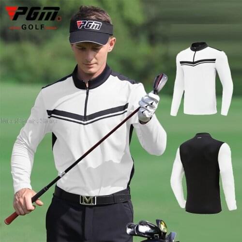 Pgm Autumn MenS Golf Long-Sleeved T-Shirt Male Spring Sports Leisure Shirts Keep Warm Golf Apparel Zip Collar Sportswear M-XXL