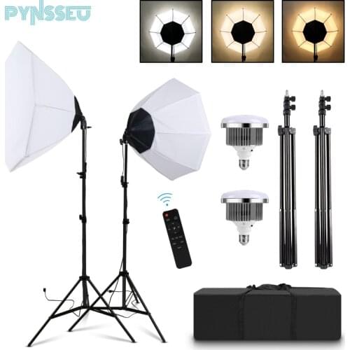 PYNSSEU 150W Photography Lighting Kit Dimmable Selfie Lighting Professional Photo Lighting Octagon Box for Live Studio YouTube