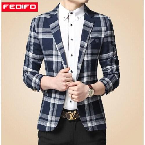 2021 New Men Small Suit Casual Plaid Suit Jacket Slim Small Tide Singer Costumes Clothing