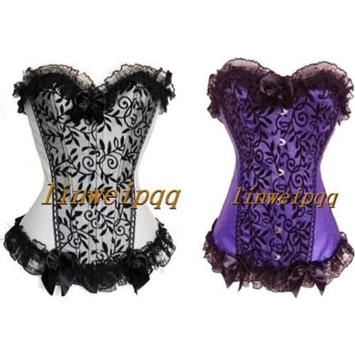 Sexy lingerie Women steampunk gothic Corsets Lace Up boned Overbust Bustier Waist Cincher Body shaper corselet 812
