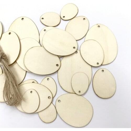 Mixed Wooden Egg Birthday Decoration for Home DIY Hanging Ornament Wood Craft Decor Supplies