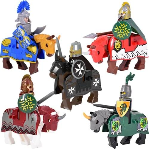 Medieval Figures Middle Ages Rome Warrior Golden Knight Horse Hawk Castle King Dragon Knights Building Blocks BricksToys gifts