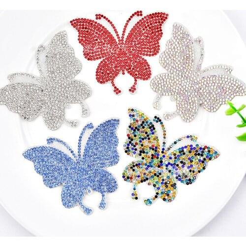 Rhinestone Butterfly Decals Adhesive Butterfly Clothing Stickers Butterfly Crystal Clothing Stickers Butterfly Decor Backpack