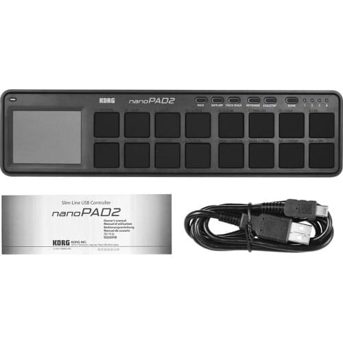 KORG nanoPAD2 Slim-Line Portable USB MIDI Pad Controller 16 Tripper Pads with USB Cable