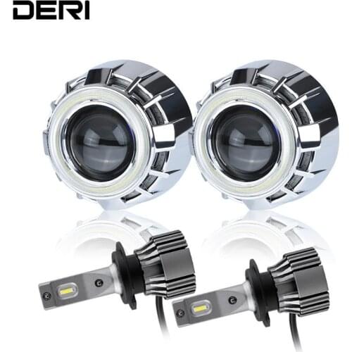 Universal LED Angel Eye Halo Kit 3.0 Inch Bi Projector Lenses with H1 Led Bulb Retrofit H4 H7 Projector Lens motor/Car Accessory