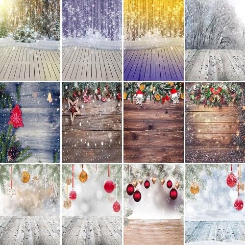 Lyavshi Vinyl Christmas Wooden Board Winter Flowers Wall Baby Portrait Photography Background Photographic Backdrop Photo Studio