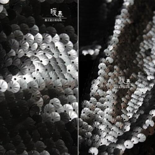 Embroidered Sequin Fabric Matte Black Fish Scale Sequins DIY Mermaid Stage Clothes Props Decor Skirt Dress Designer Fabric