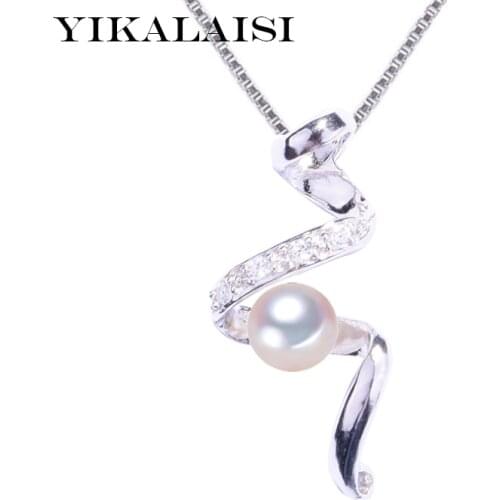 YIKALAISI 925 Sterling Silver jewelry for office women 6-7mm Natural Freshwater Pearl Necklace Pendants 2018 fashion wholesale
