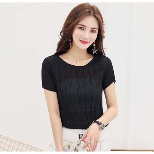 2019 Summer High Quality 8 Color Plain T Shirt Women Cotton Elastic Basic Tshirt Woman Casual Tops Short Sleeve T-shirt NS4298