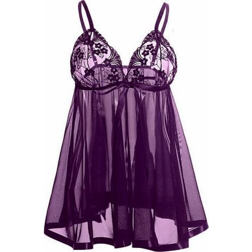 6XL Womens Sleepwear Big Size Women Night Dress Lingerie Plus Size Sexy Lace See Though Lingerie Nightgown Sleepwear Red Black