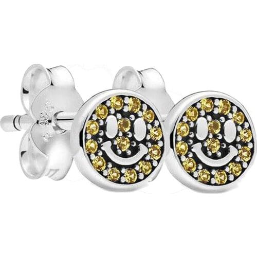 Original Me Collection My Smile Stud Earrings With Crystal For Women 925 Sterling Silver Earring Gift DIY Europe Jewelry