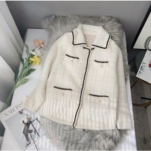 Cardigan Women Knitted Cardigans Sweater Fashion 2021 Autumn Long Sleeve Loose Coat Casual Button Thick V Neck Solid Female Tops