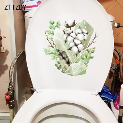 ZTTZDY 22.4×23.7CM Gem Cotton Plant WC Toilet Decoration Home Room Wall Stickers Decals T6-0297