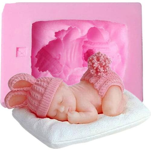 3D Sleeping Baby Soap Mold Baby Shower Silicone Mold for Fondant, Cake Topper Decorating, Lotion Bar, Chocolate, Clay