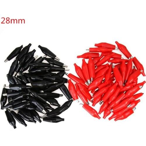50 x Crocodile / Alligator Clips Connectors for Test Leads Red and Black 28mm