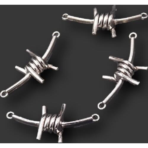 6pcs New Silver Plated 3D Thorns Connector Pendants Hip Hop Necklace Bracelet Metal Accessories DIY Charms Jewelry Crafts Making
