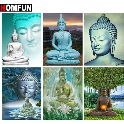 HOMFUN 5d Diamond Painting Full Square/Round "Religious buddha scenery" Picture Of Rhinestone DIY Diamond Embroidery Home Decor
