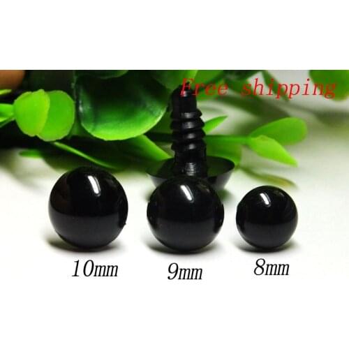 Free shipping!!! mixed size Plastic black safety Eyes with washer kit-8/9/10mm each size 20pcs---30pairs