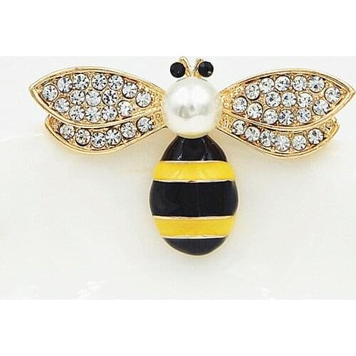 Utei Brooch Adorable Crystal And Pearl Bee Brooch Pin Fashion Lady Clothes Accessories Corasge Pins