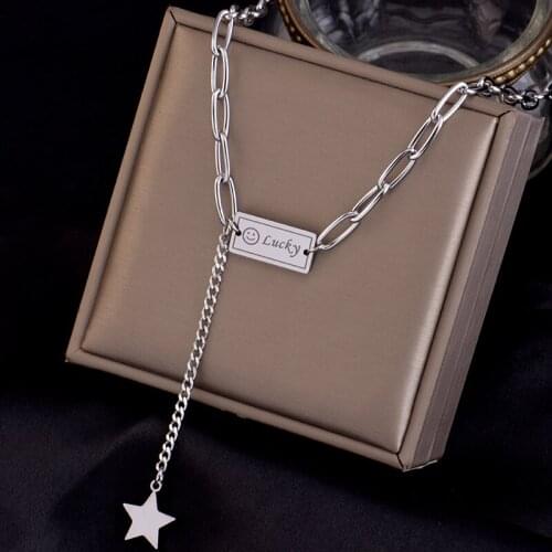 316L stainless steel fadeless niche design sense square brand five-pointed star pendant new hip-hop trend mens sweater chain