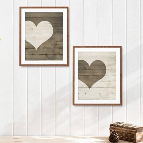 Wood plank background Heart Sign Canvas Painting Farmhouse Decor Vintage Valentines Day Posters And Prints Wall Art Pictures