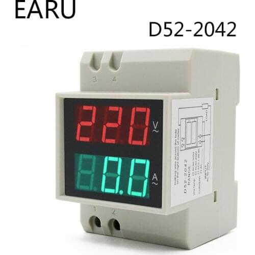 DIN Rail Led Display Voltmeter Ammeter Built-in Transformer AC80-300V 200-450V 0-100A Panel Voltage Current Meter Monitor Tester