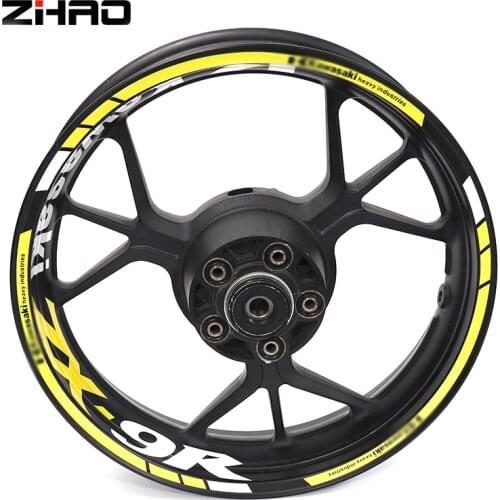 For Kawasaki ZX-9R ZX9R zx-9r Motorcycle Reflective Wheel Rim Stripe Decal Sticker Front Rear Decal Full Set