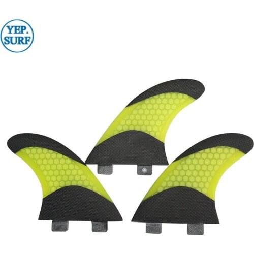 Pranchas de Surf Double Tabs L Fins Yellow color Fiberglass Fins Honeycomb Double Tabs Fins in Surfing