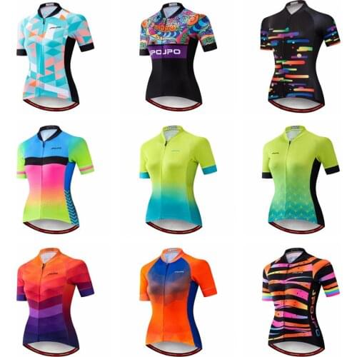 JPOJPO Women Cycling Jersey Shirt Summer Short Sleeve Breathable MTB Bike Team Bicycle Jersey sport Ropa Ciclismo Maillot Tops