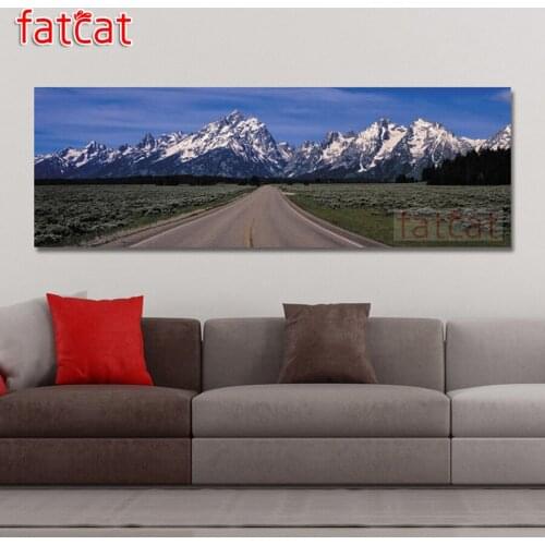 FATCAT Highway snow mountain scenery large 5D Diy Daimond Painting Full Square Round Drill Rhinestone Embroidery Sale AE2757