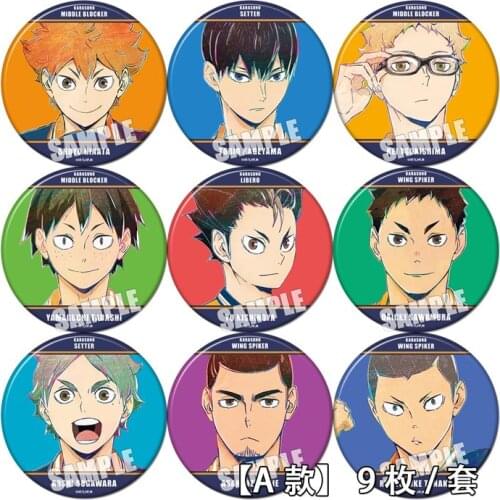 Haikyuu Hinata Shoyo Tobio Kageyama Kei Tsukishima Yu Nishinoya Figure 8352 Badge Round Brooch Pin Gifts Kids Collection Toy