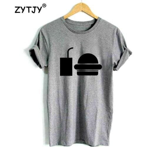 Hamburger drink Print Women Tshirt Cotton Funny t Shirt For Lady Girl Top Tee Hipster Tumblr Drop Ship HH-318
