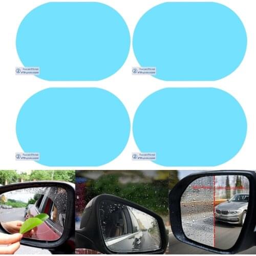 J60F 4 Pcs Car Rear View Mirror Rainproof Film Anti-Fog Clear Protective Sticker Anti-Scratch Waterproof Mirror Window Film for