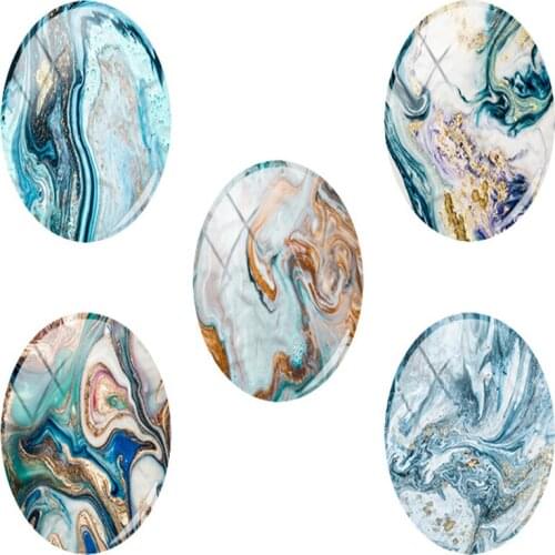 JWEIJIAO 5pcs/lot 18x25mm Oval Shaped Handmade Glass Cabochon Fashion Quicksand Geometry Picture DIY Bangle Accessories TX818