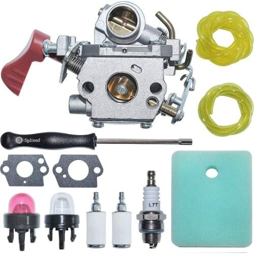 C1M-W44 Carburetor Carb with Air Fuel Filter Line Kit for Craftsman Poulan 33CC PP333 PP330 PPB330 PP133 Gas Trimmer Retail