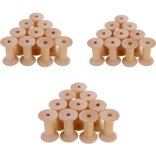 30Pcs Vintage Empty Wooden Sewing Bobbins Empty Thread Spools DIY Tools Sewing Accessories - 47x31mm