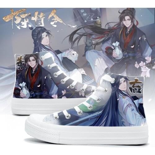 Unisex Anime Mo Dao Zu Shi 3D Casual High Flat Canvas Shoes Preppy plimsolls duck shoes Sneakers