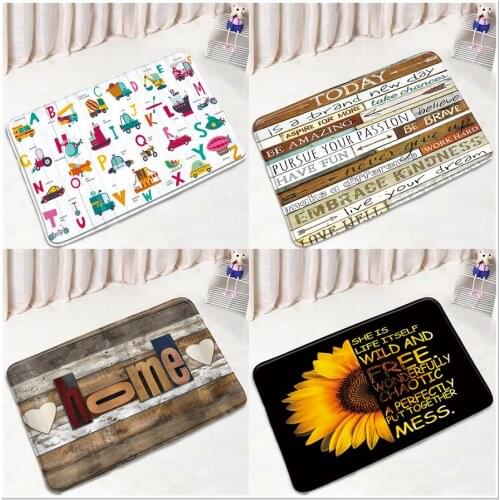 Letters Bathroom Mat Cartoon Car Shabby Wood Board Stripes Inspirational Quotes Non-slip Rugs Home Decor Bath Doorway Carpets