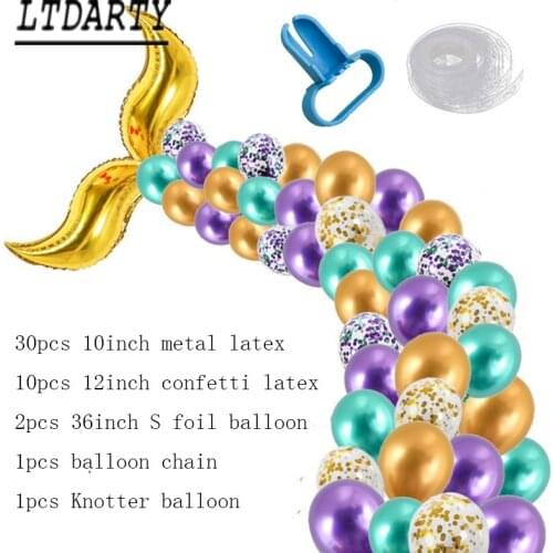 Creative S-shaped Mermaid Tail Balloon Garland Arch Mermaid Theme Birthday Party Decoration Submarine Ocean Balloon
