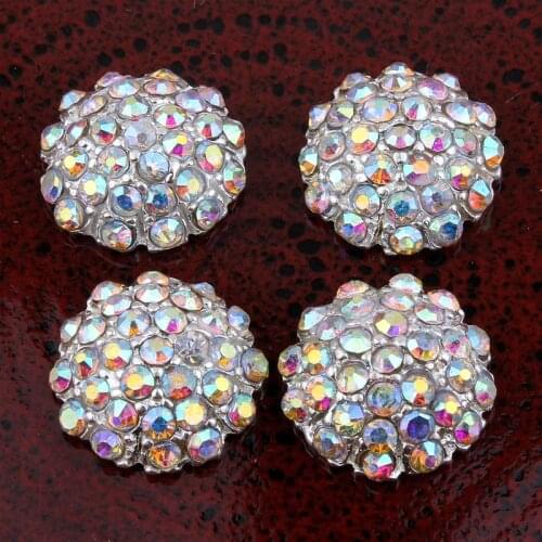 20pcs/lot 14MM 2Colors Starburst Mini Round crystal Metal Buttons For Wedding Handmade AB Decorative Rhinestone Button For Craft