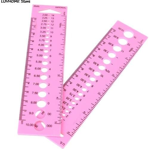 2PC All In One Measure Ruler For Knitting Needle 2.0mm-10.0mm Crochet Hook Measure Ruler Inch Cm Ruler Tool DIY Craft Accessorie