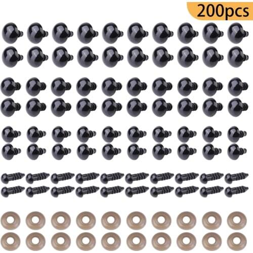 LMDZ 200Pcs/Bag with Buckle 5/6/8/10mm Black Plastic Glass Eyes Safety Puppets Animals Handcraft for DIY Maerials Accessories