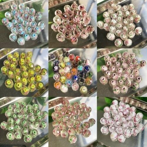 Murano Transparent Faceted Rondelle Blue Pink Green Flower Lampwork Crystal Glass Bead For Bracelet Making Women Diy Accessories